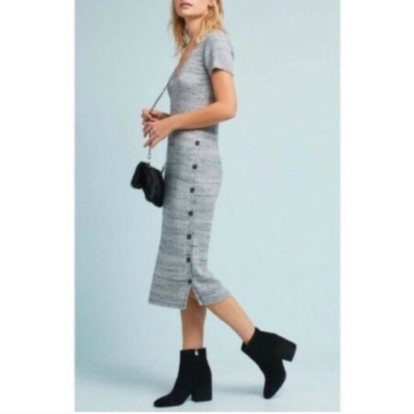 Anthropologie Dresses & Skirts - Anthropologie “Postmark” Grey Knit Sweater Midi